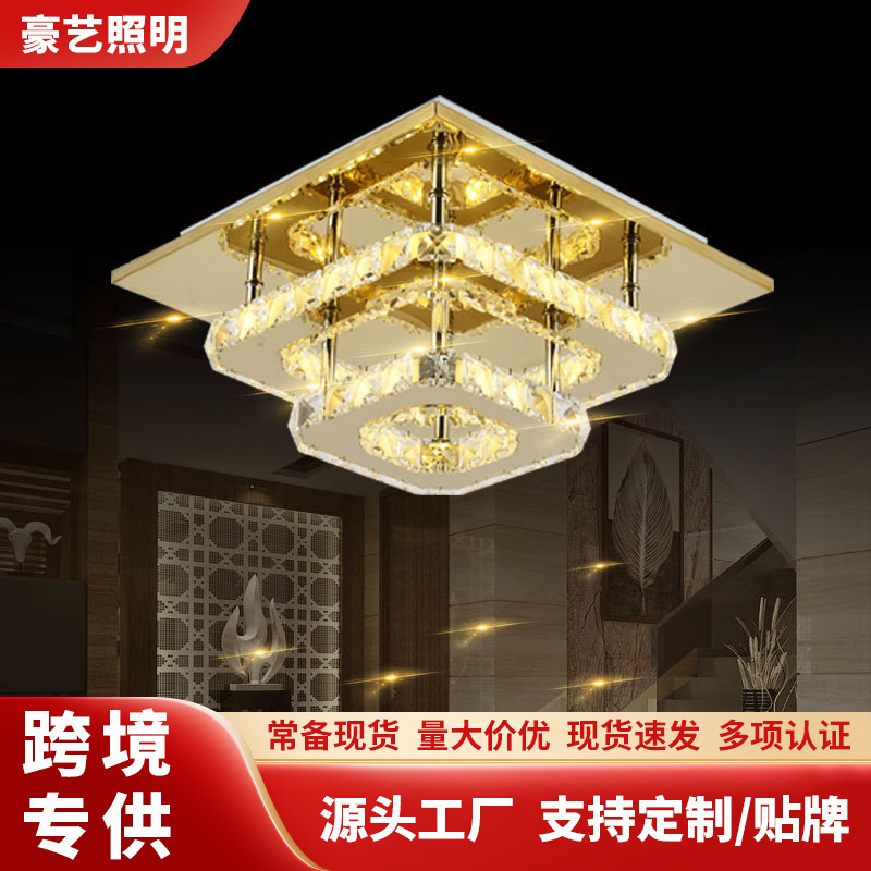Cross-Border LED crystal ceiling lamp square aisle lamp simple porch corridor lighting entrance balcony lamps wholesale
