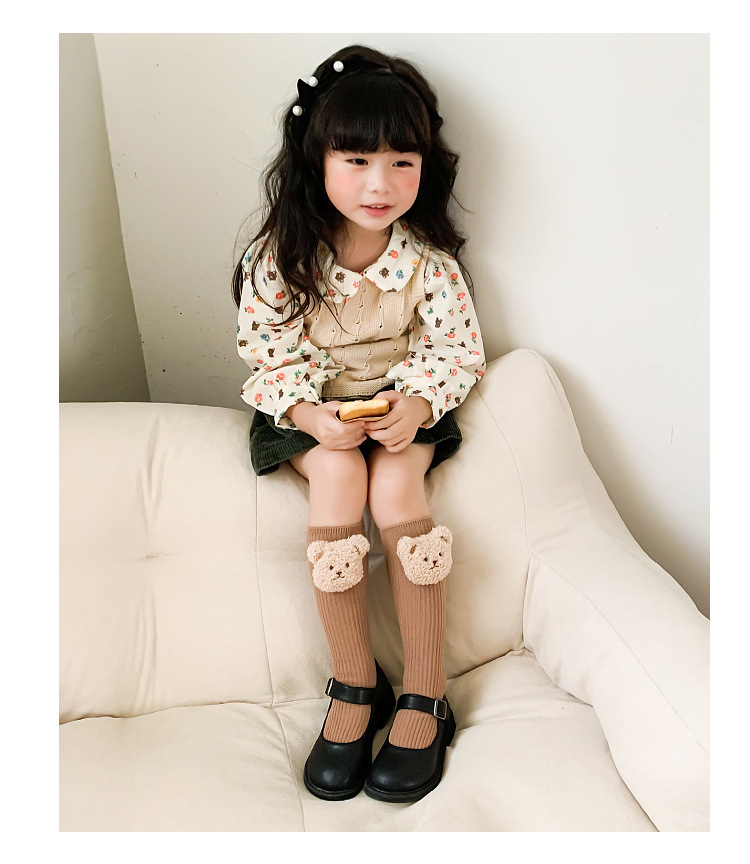 Girl's Cute Animal Solid Color Cotton Embroidery Over The Knee Socks 2 Pieces display picture 2