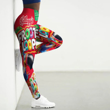 跨境新款女装运动打底裤女性高腰3D打印瑜伽裤锻炼健身性感紧身裤
