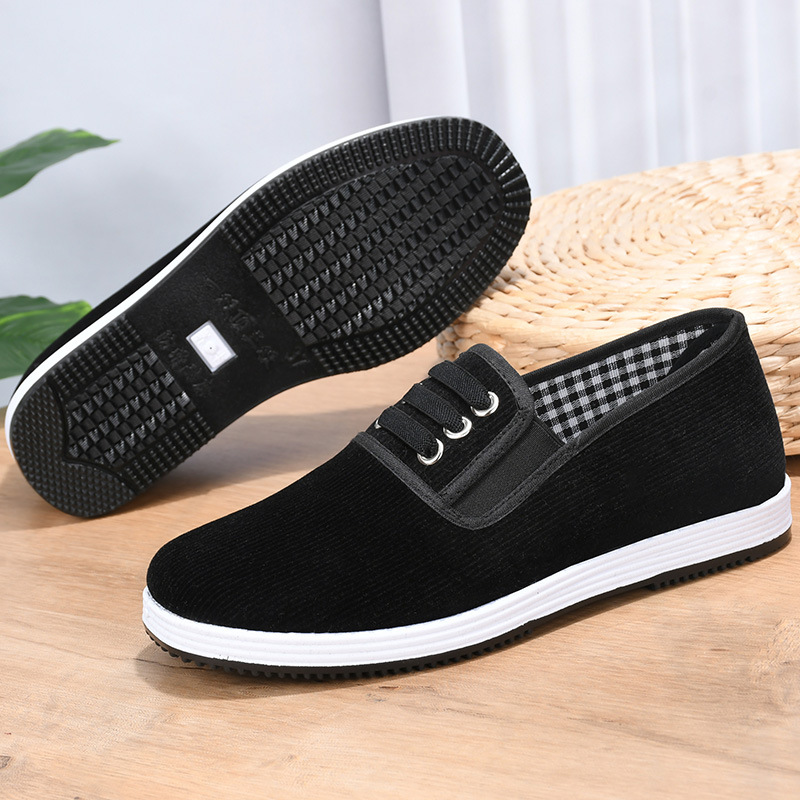 春秋新款老北京布鞋男式單鞋平底一腳蹬舒適柔軟休閒老布鞋爸爸鞋