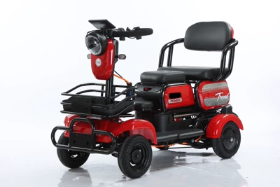 with Lever, Four-Wheel Mobility Scooter, Qatlanan elektrik velosipedlər - 1000w-red-electric-scooter-with-a-48v-24ah-chaowei-lead-acid-battery-offering-a-range-of-approximately-90-miles
