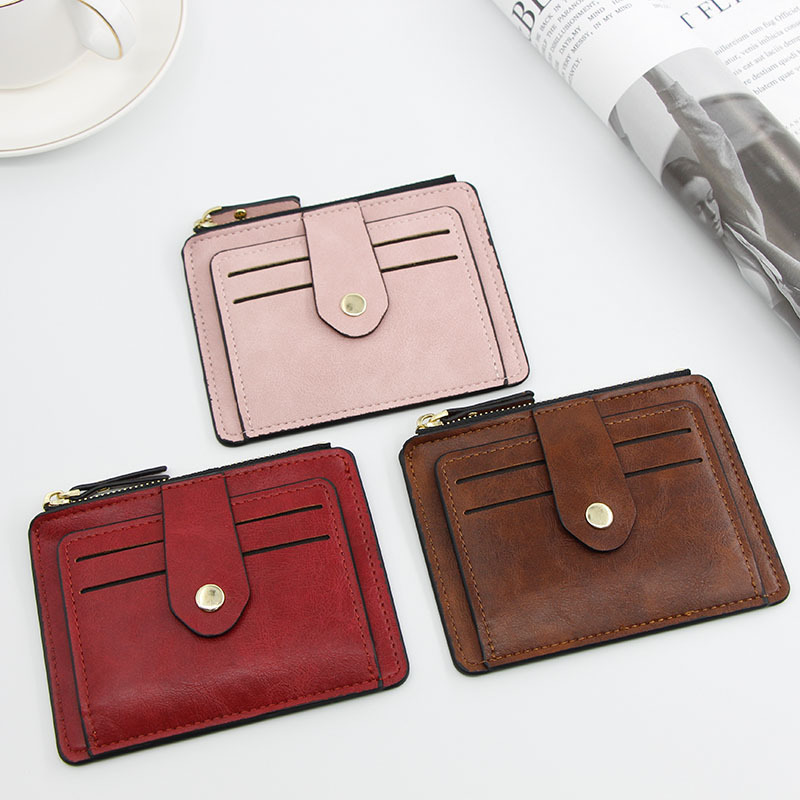Compact Buckle Small Card Holder Women's Wallet Short Ultra-Thin Mini Driver's License Card Holder Multi-Function Card Slot Credit Card Holder