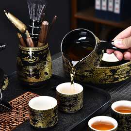 鱼跃龙门茶具套装2024新款轻奢陶瓷差距茶壶茶漏一体泡茶家用