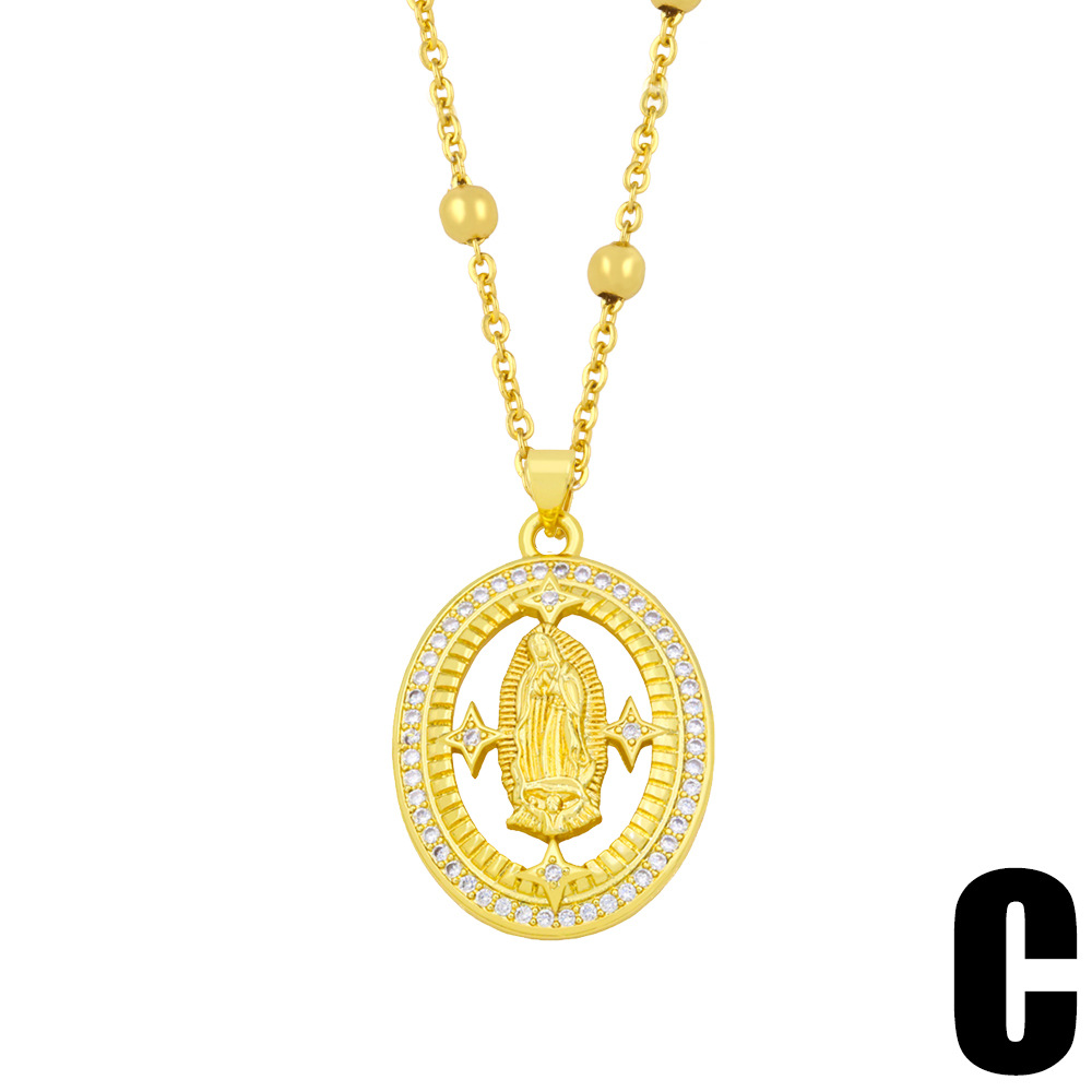 Amazon New European and American Ins Trendy Religious Christian Virgin Mary Men and Women Zircon Pendant Necklace Nkz61picture5