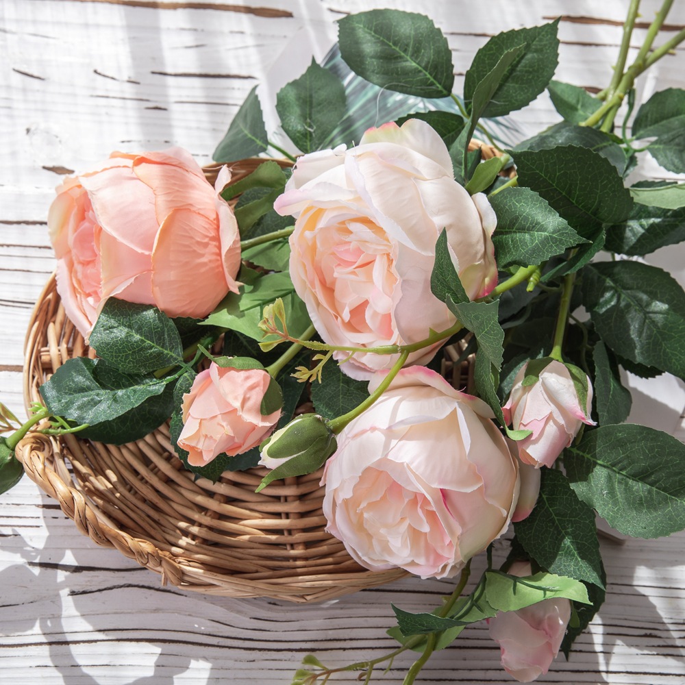 單枝玫瑰外貿仿真花廠家家居裝飾婚慶手捧花路引花牆假花DY1-1404