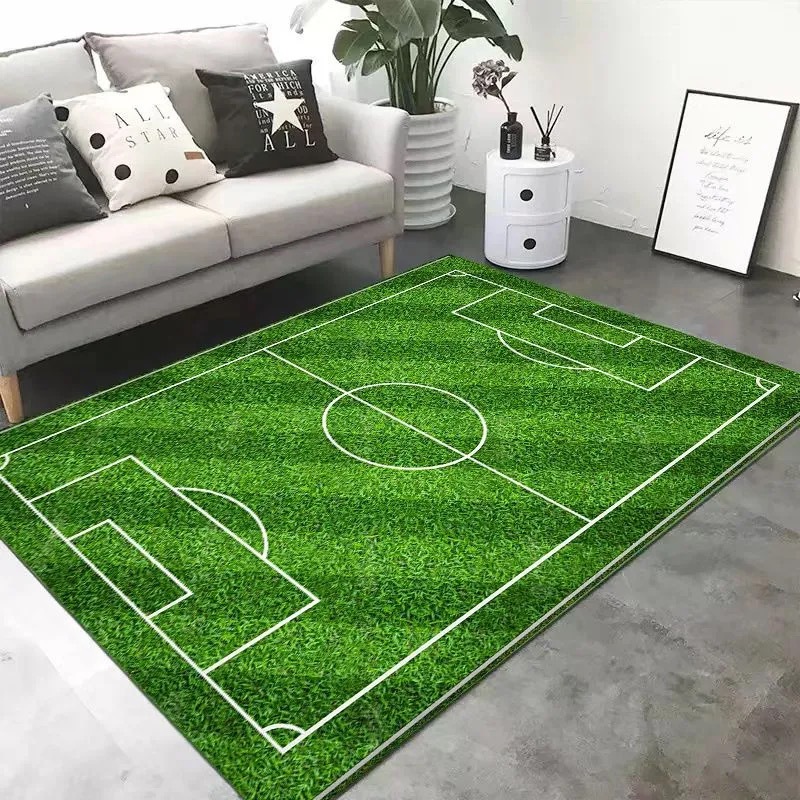 Alfombra de fútbol verde de cristal transfronteriza sala de estar dormitorio área de juegos para niños decoración de fanáticos de fútbol