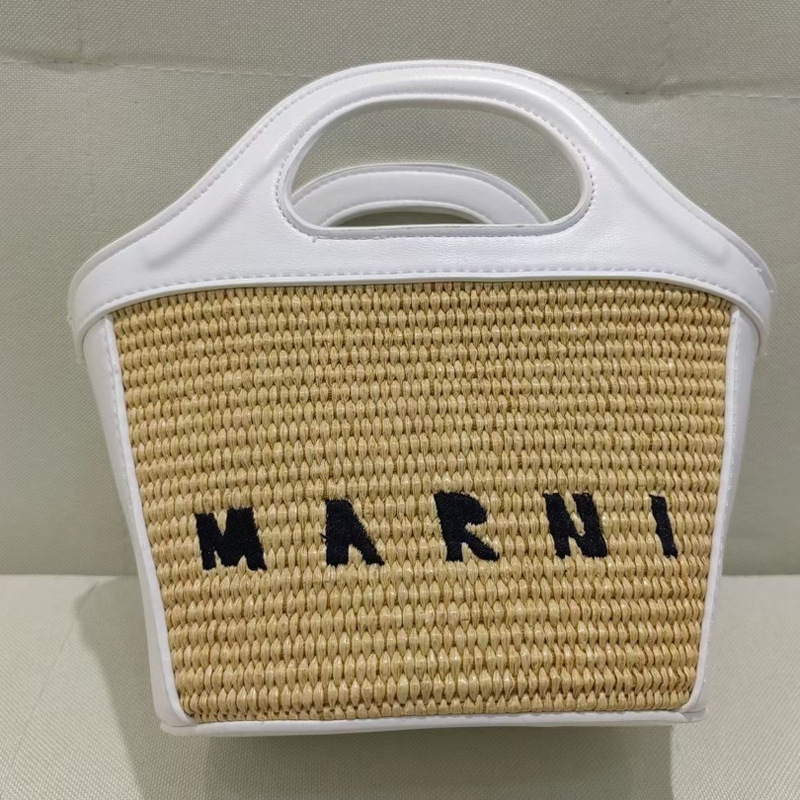 Marni玛尼迷你菜篮子草编包夏季小包包拉菲草手拎单肩斜挎女包潮|undefined