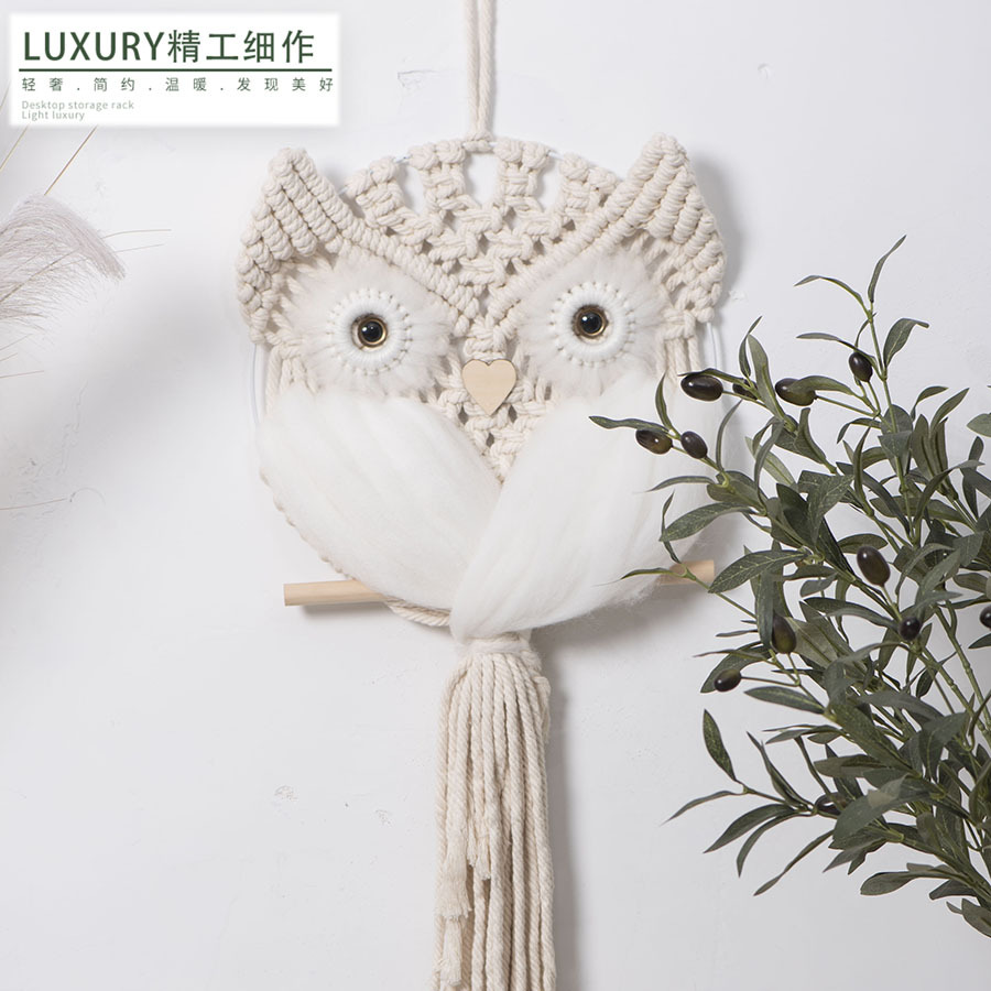 Colgante de búho tejido a mano cuerda de algodón bohemio alfombra de bordillo alojamiento residencial hotel porche colgante creativo