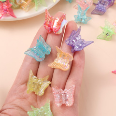金葱粉小掴み対外貿易厚金蝶掴み子供ゼリー透き通ったプラスチックヘアピン爪プラスチッククリップアクセサリー