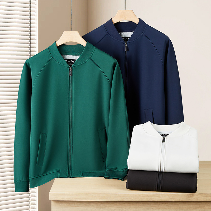 2025 Autumn Winter Pocket Zipper Baseball Jacket Men Coat Waterproof Windproof Soft Shell Business Solid Casual Jackets Mens
