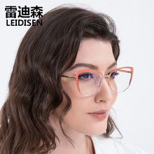 2021新款女士外销眼镜框弹簧腿猫眼素颜防蓝光眼镜眼镜架9710