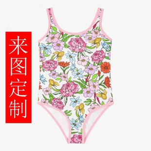 girls children floral one-piece clothing dance clothing training clothing high stretch stretch clothing swimsuit factory