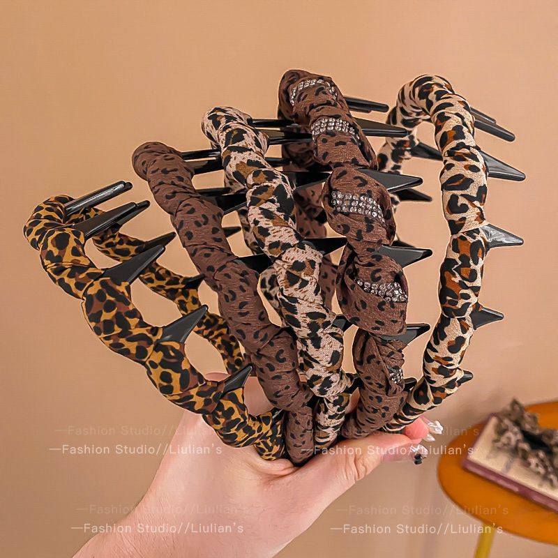 Vintage Leopardenmuster Damen 2025 Neues hohes Totenkopf-Haarband für den Alltag, zum Bügeln, Gesichtwaschen, als Haarspange_voghion.com