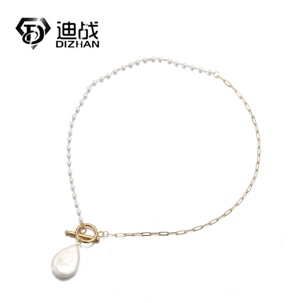 Япония и Южная Корея из нержавеющей стали скрепки цепи круглая жемчужная цепь пресноводный жемчуг подвеска сшивание OT застежка ожерелье