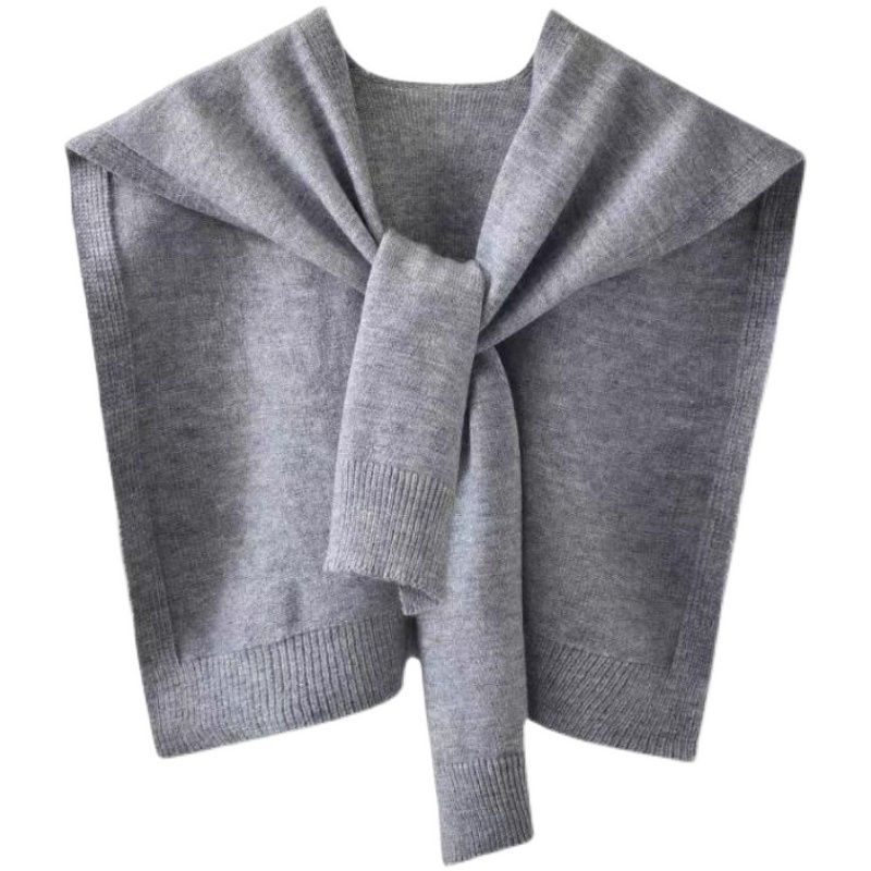 Sopa de color sólido para mujeres 2025, nueva primavera y otoño a rayas de punto pequeño chal delgado con suéter camisa bufandas