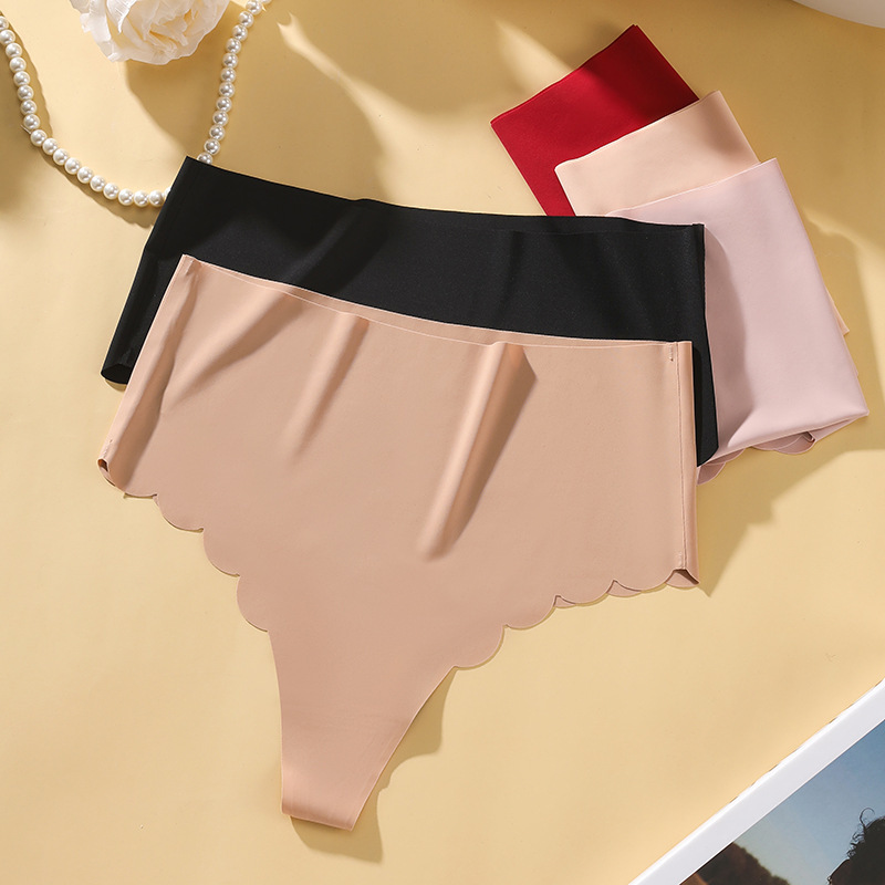 in stock European and American Sexy Triangle T-Pants Women's High Waist Ice Silk Traceless Invisible Sports Quick-drying Fitness Breathable Underwear