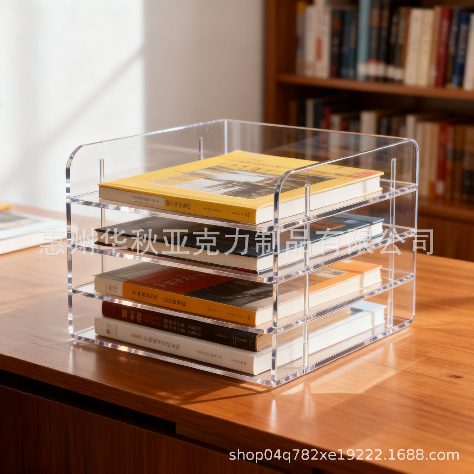 Acrylic Transparent Multi-Layer File Rack, High-End Desktop Compartment Storage Rack, Office File Organization and Storage Box