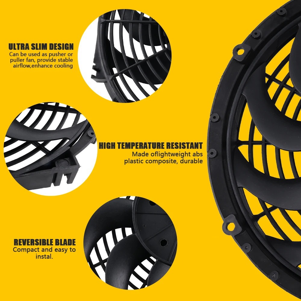 Cross-Border Auto Parts Factory Other Cooling Modification Fan Universal DIY 10 12 Inches 12V 80W 90W
