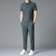 100% Mulberry Silk Business Casual Short-sleeved suit Men's Traceless T-shirt Polo Shirt Two-piece Set for Middle-aged Dad