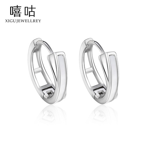 Xigu E1382 S999 Silver Temperament Personalized Cross Shell Earrings Women's Fashion Trendy Simple Earrings and Earrings