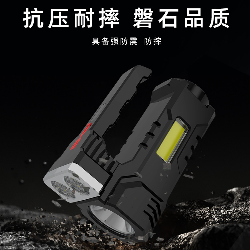 Luz fuerte de alta potencia multifuncional larga duración al aire libre luz de foco portátil COB luz lateral LED camping linterna de montaña