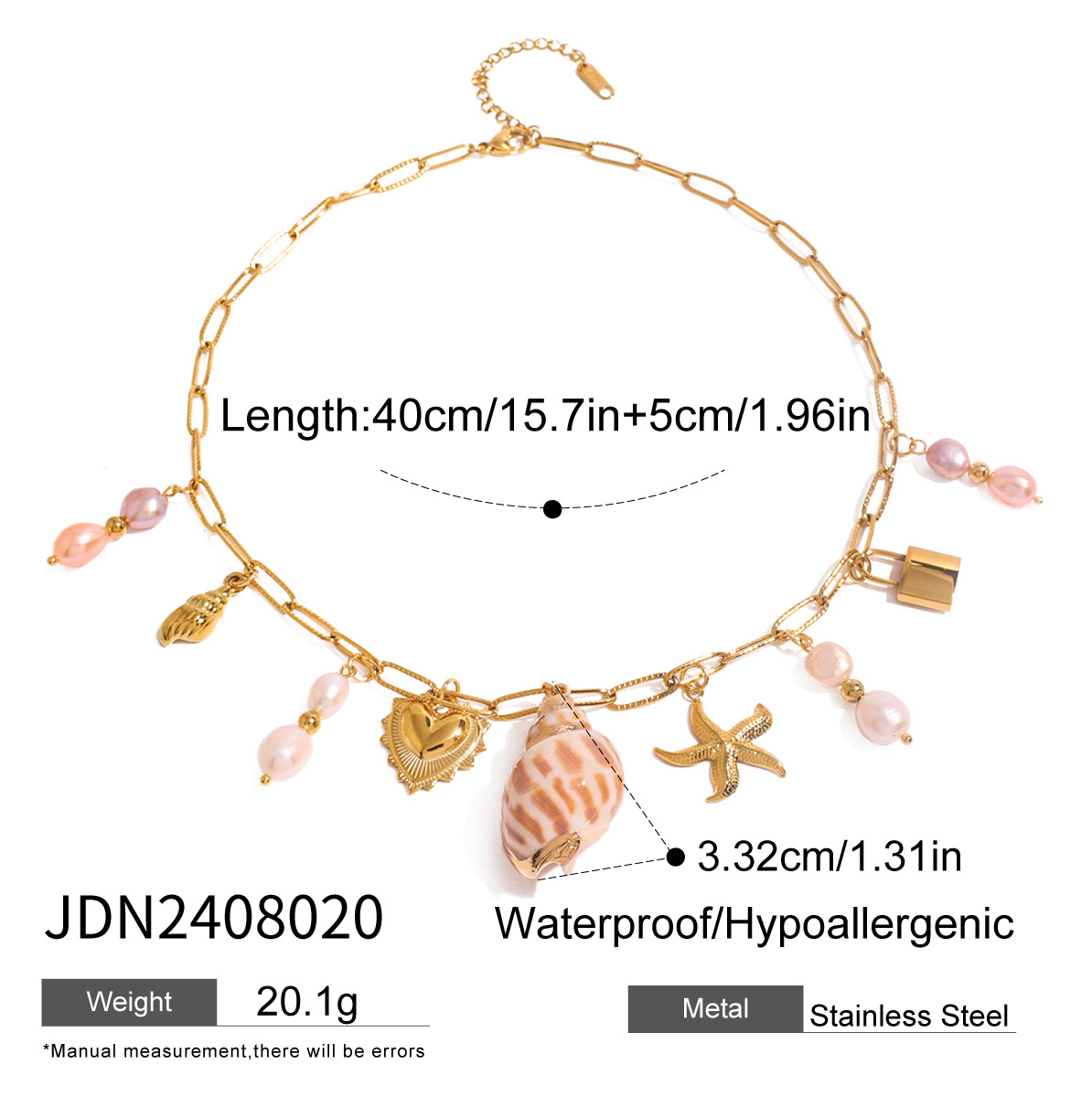 Collar con Colgante de Corazón de Acero Inoxidable Jieding, Collar con Perla, Joyería Dulce y Linda, Libre de Impuestos