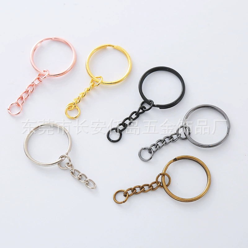 Заводская оптовая продажа 25mm диафрагма плюс 4 секции цепи черный брелок для ключей золотой брелок с цепью
