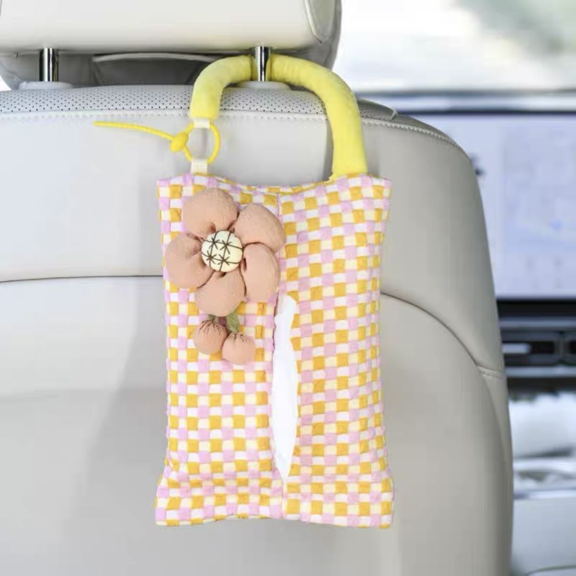 Car Tissue Bag Hanging Pouch, Cute Car Tissue Box, In-Car Seat Tissue Bag, Hanging Tissue Box