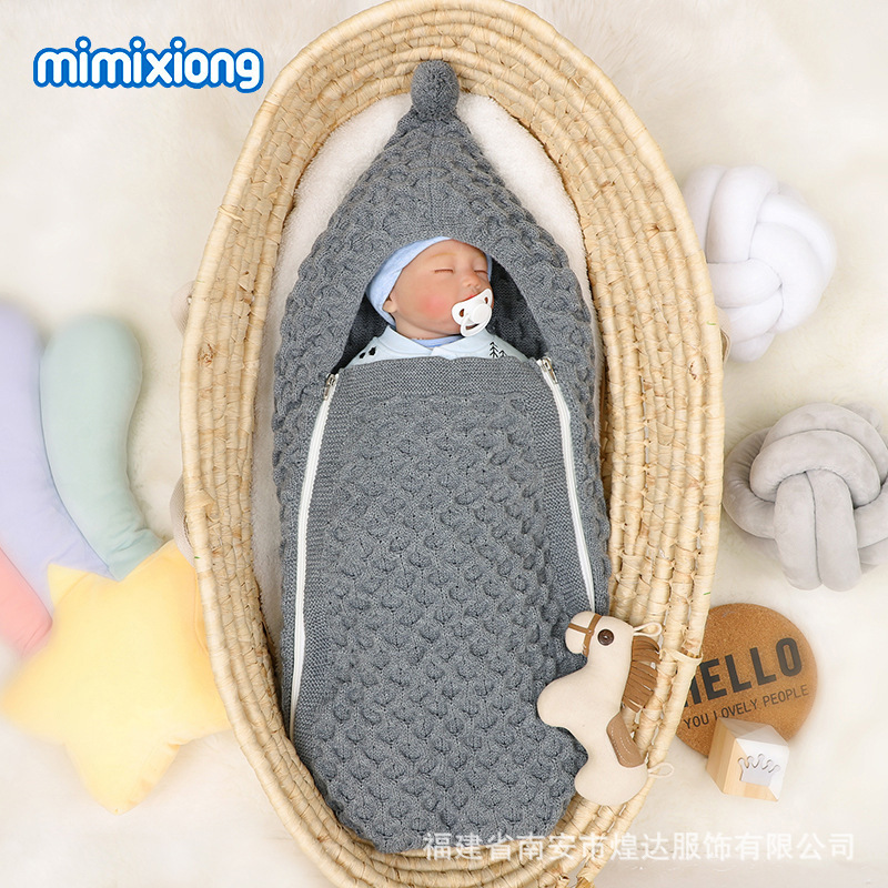 Ins Hot Selling Autumn and Winter Baby Sleeping Bag Newborn Envelope Style Thickeneded Zipper Anti-Kick Sleeping Bag Stroller Bag
