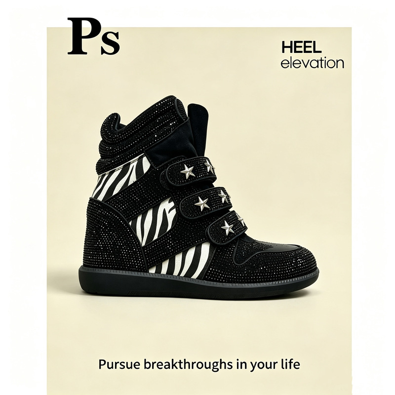 2026 New Flashy Short Boots for Women with Electronic Rhinestones, Fashionable High-Top Boots with Thick Soles and Internal Height-Increasing Wedge Heels, Women's Casual Shoes 2026 New Flashy Short Boots for Women with Electronic Rhinestones, Fashionable High-Top Boots with Thick Soles and Internal Height-Increasing Wedge Heels, Women's Casual Shoes
