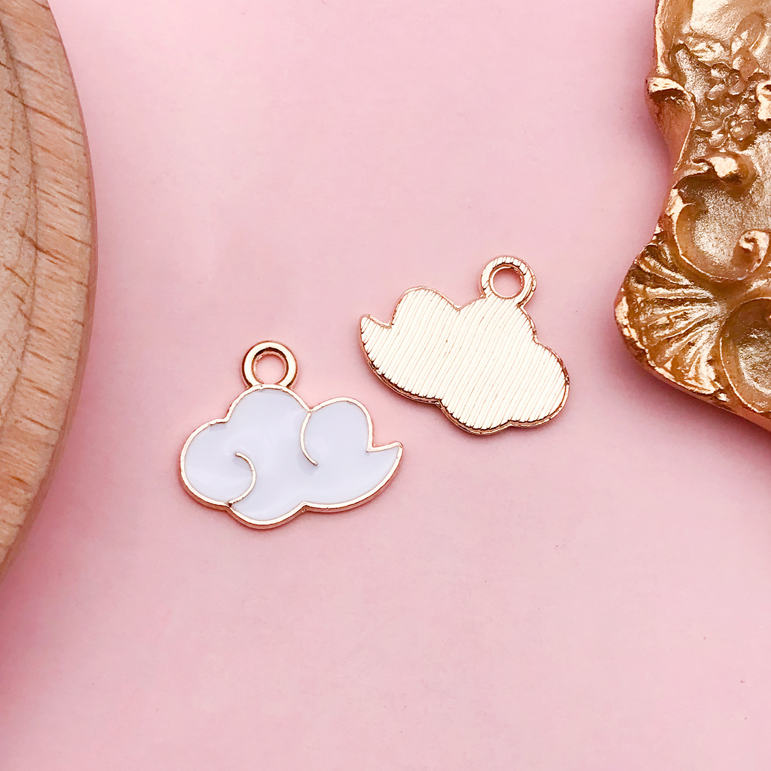 Colgante de vaca corona y nubes, accesorios DIY para llaveros y joyería