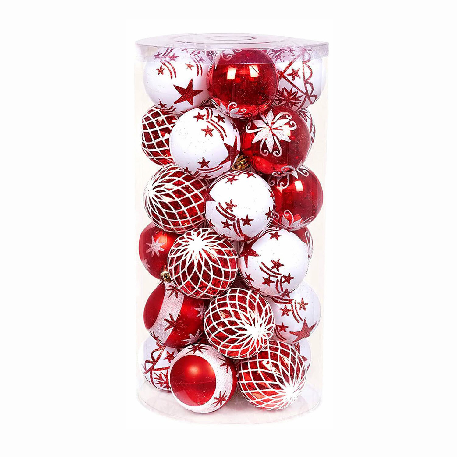 Navidad transfronteriza 6cm30PCS rojo y blanco pintado galvanizado bola de Navidad de plástico árbol de Navidad atmósfera festiva
