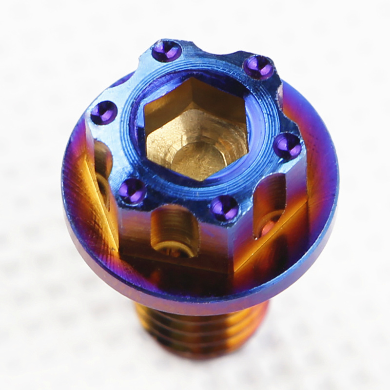 M8 tornillo hexagonal interno y externo 304 acero inoxidable quemado tapa de brida azul tornillo de oro fijación modificado motor eléctrico CNC Seiko