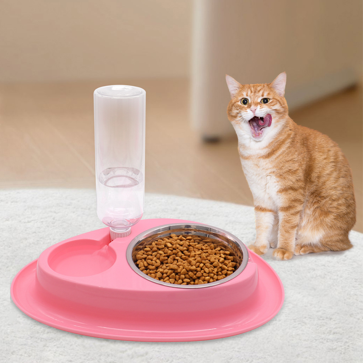 고양이 그릇 물 음식 통합 애완 동물 그릇 더블 그릇 물 피더 고양이 마시는 그릇 자동 마시는 물 디스펜서 고양이 음식 분지 고양이 밥 그릇