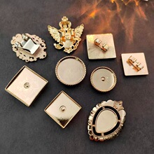 DIY金色波洛领带项链配件可镶钻厚实金属底托老鹰花纹款一件代发