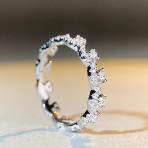 New S925 sterling silver stacked lace ring for women, full of diamonds, simple ins style full of diamonds, zircon ring, fashionable and advanced