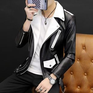 Leather Jacket Men's 2025 Spring & Fall New American Retro High Street Fashion Brand Handsome High-End Loose Stand-Up Collar Jacket