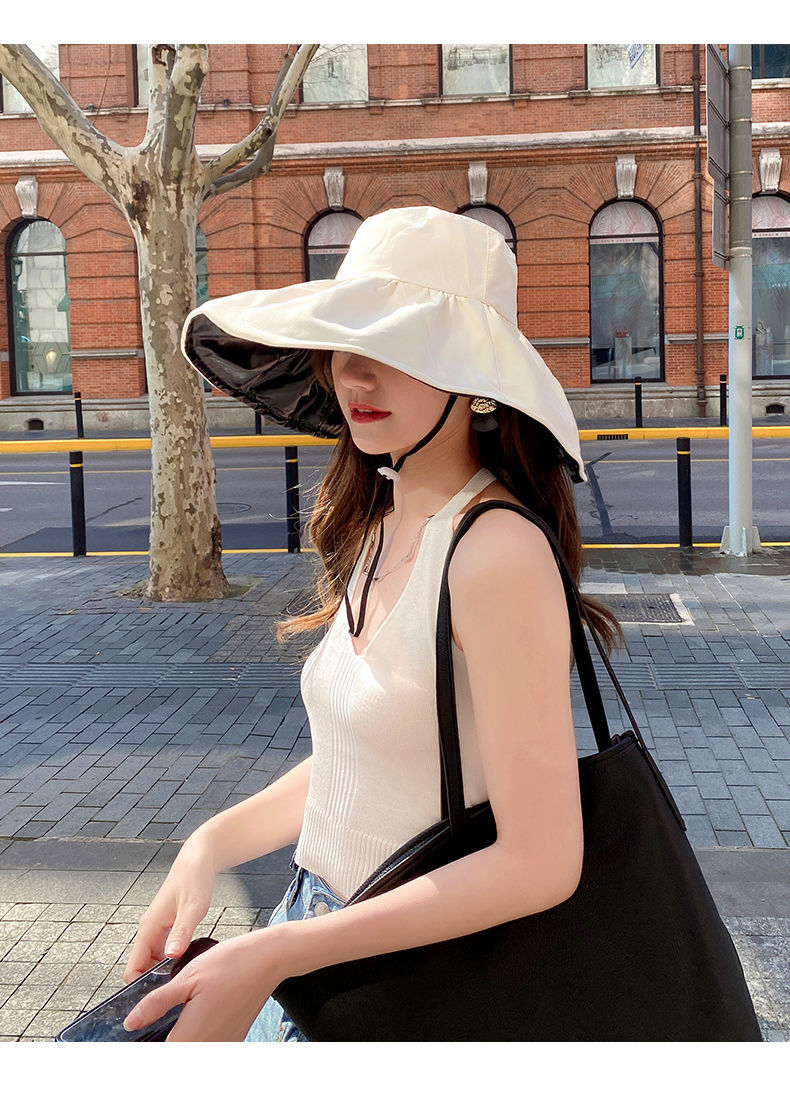 Summer UV resistant women s black rubber new versatile sunscreen western style face covering fisherman travel sun_voghion.com
