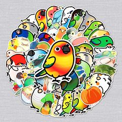 50張鸚鵡塗鴉貼紙個性卡通跨境可愛動物DIY滑板行李箱貼紙防水