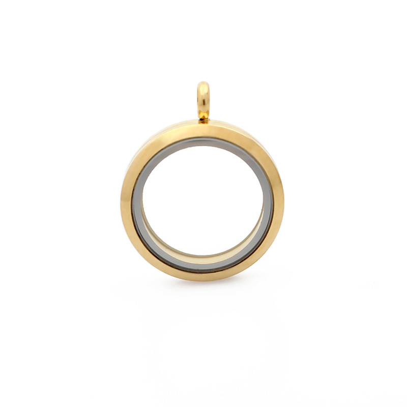 Gawu caja de acero inoxidable redonda de cristal caja de la foto cinabrio COLLAR COLGANTE hombres y mujeres Universal de múltiples tamaños disponibles