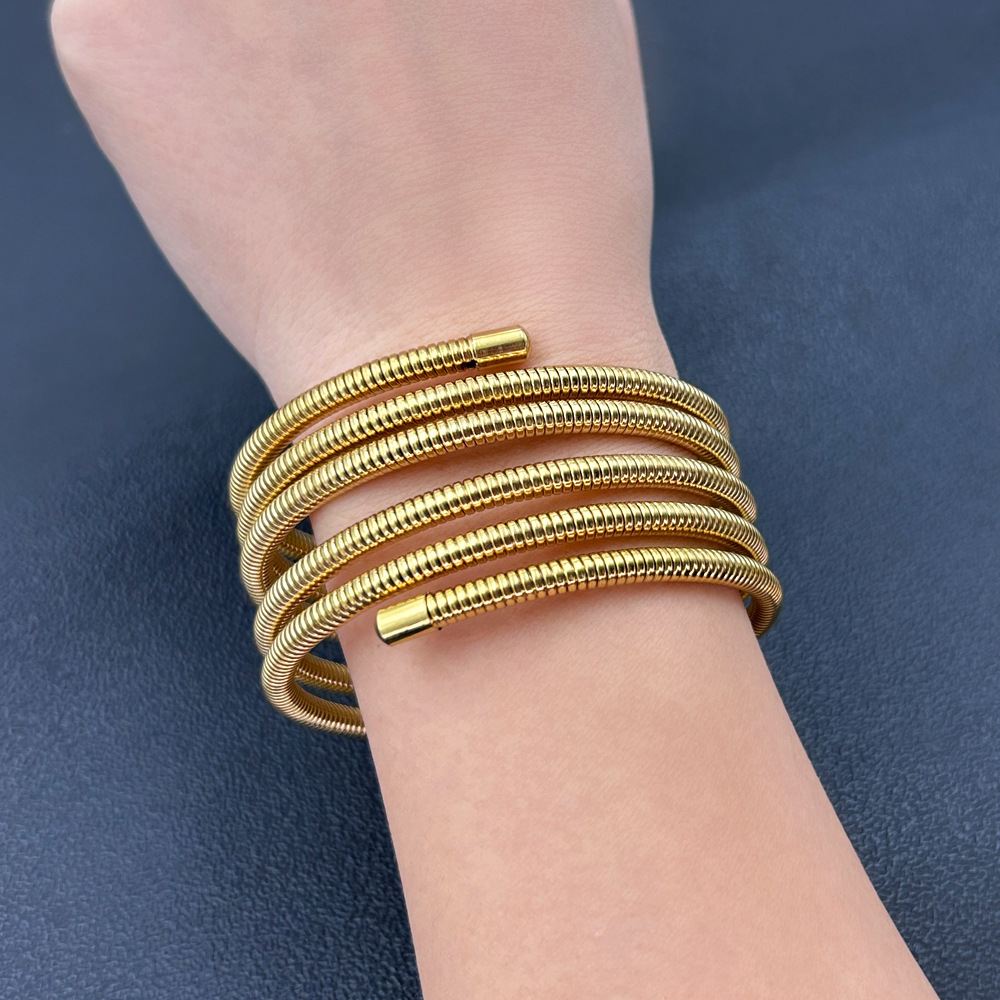 21g Weight PVD Coated Gold Plating Process 18K Gold, Real Gold Plated Plating Material 304 Stainless Steel Pendant Material Bangle Classification 304 Stainless Steel Chain Material 1 Piece Quantity Holiday, Daily Occasion 304 Stainless Steel Material Round Pattern Women's Gender Simple Style Style Waterproof Non Tarnish, Plating Craft PVD Coated 18K Gold Real Gold Plated Round 304 Stainless Steel Simple Style Waterproof Non Tarnish 304 Stainless Steel Bangle 2