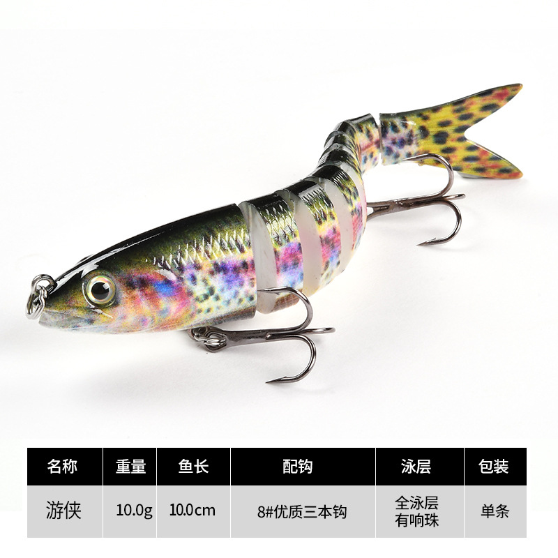 Multi-Sección de pescado biónico Loach falso cebo traje de largo tiro lento hundimiento 10cm10g simulación 9-Sección pescado cebo duro Luya cebo