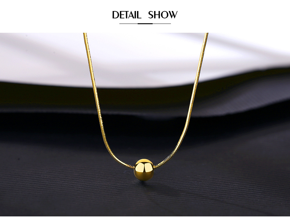 S925 Silver Gold Ball Titanium Steel Necklace display picture 3