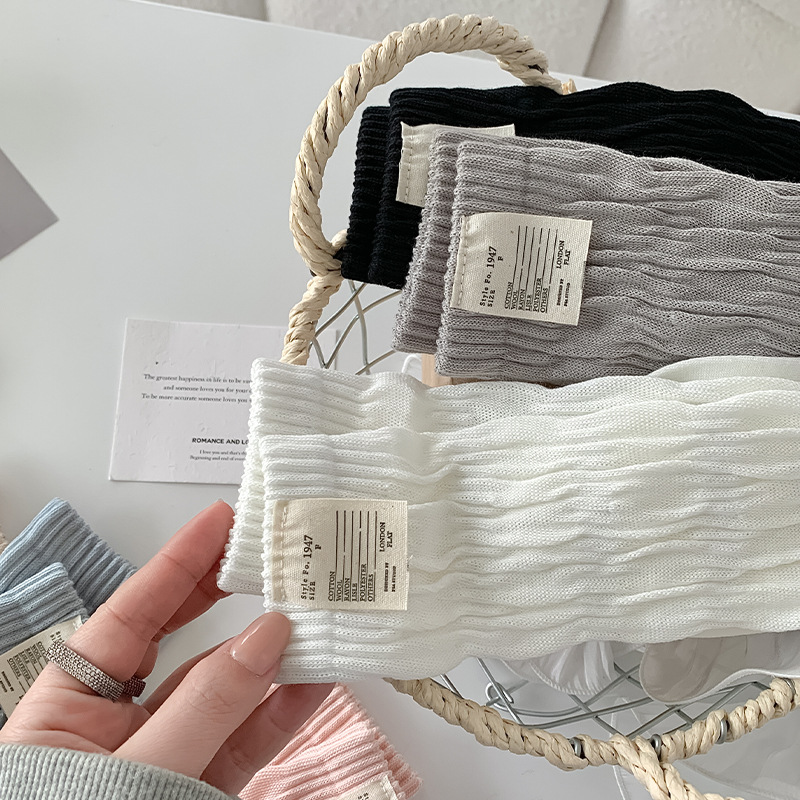 Calcetines grises de mujer estilo de ballet coreano de moda de tela sólida calcetines de pila de algodón primavera y otoño calcetines suaves