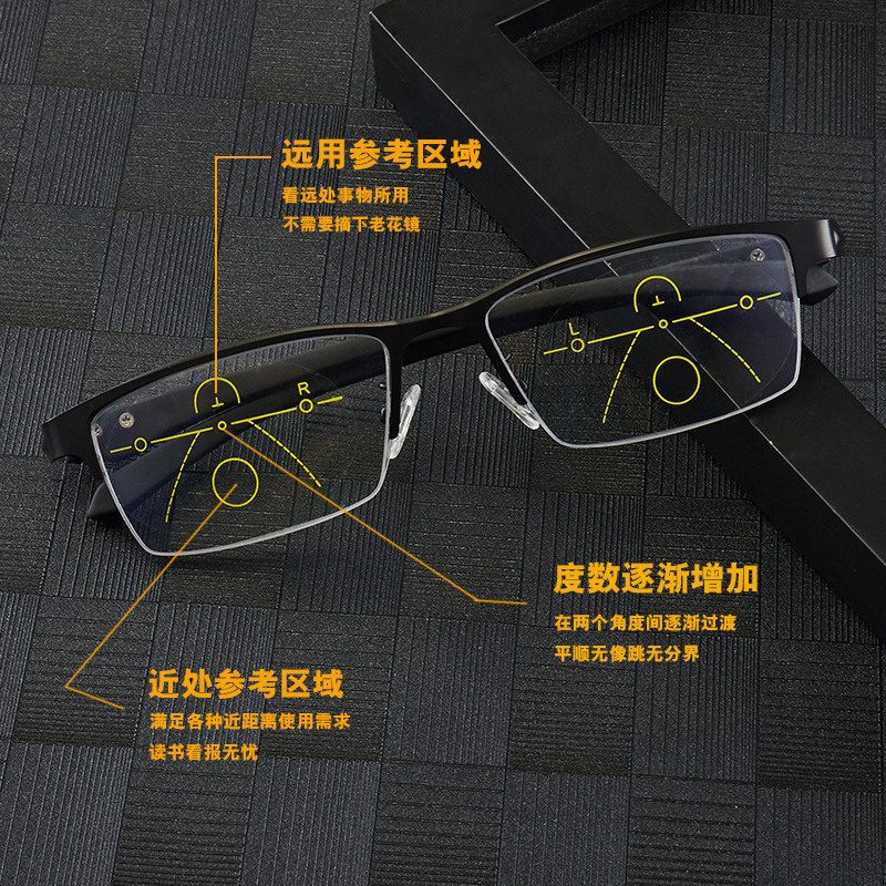 21新款TR90老花镜男渐进多焦点远近两用花镜中老年眼镜防蓝光花镜