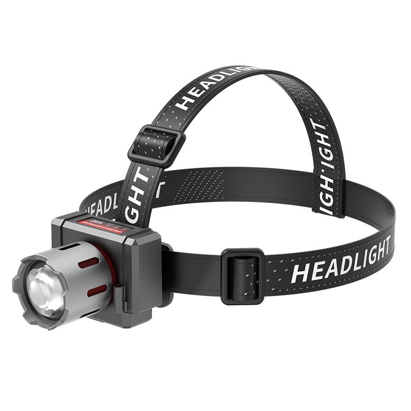 Luz fuerte fuera de línea carga de zoom LED láser amarillo y blanco antorcha montada en la cabeza pescar pesca nocturna