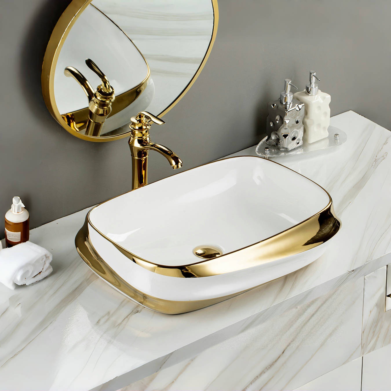 Cerámica galvanizada lavabo de lujo ingeniería lavabo oro lavabo transfronterizo lavabo lava