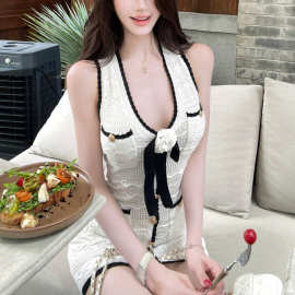 气质少女小香风吊带连衣裙女2026夏季新款千金感包臀裙无袖裙子潮