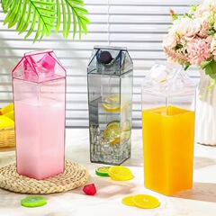 在庫ありインターネットセレブ透明クリエイティブ和風ミルクウォーターカップPS正方形プラスチックカップ、ロゴ印刷可能