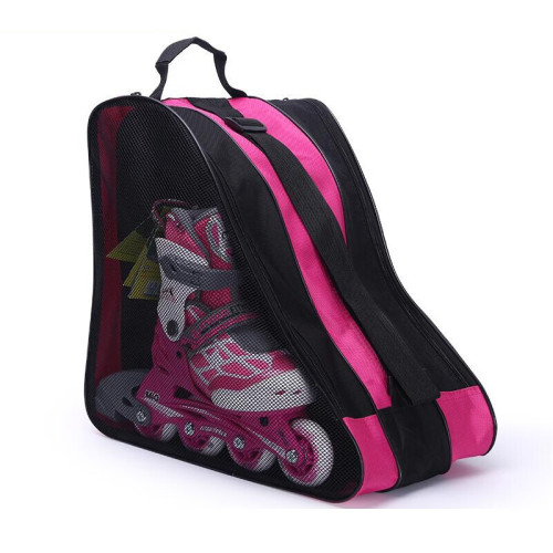 Lexiu roller skating bag, children's adult roller skates backpack, roller skates shoulder bag, three-layer bag, double mesh bag, can be carried on the shoulder or carried